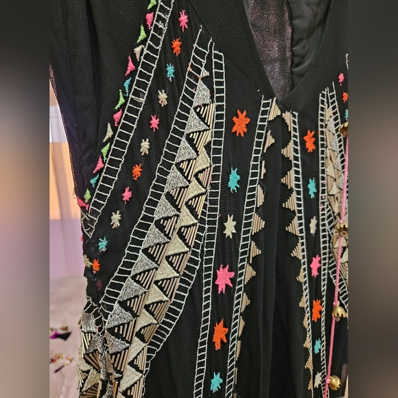 MARA HOFFMAN Runway Black Pink Silk Beaded Maxi Lakshmi Gown Dress M $995 - Picture 13 of 16